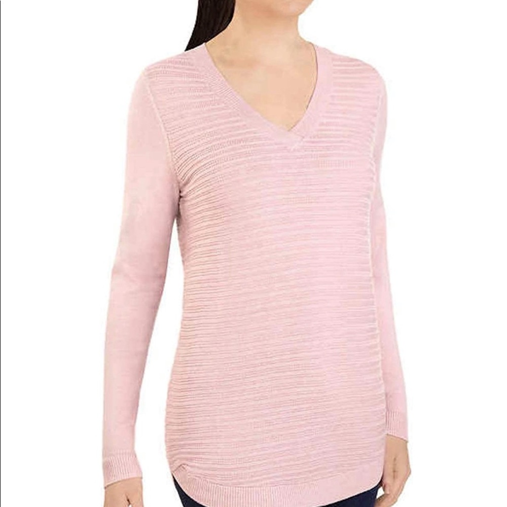 Hilary Radley Blush Pink V Neck Sweater NWT